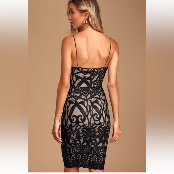 *NWT* Black Embroidered Lace Mini Dress - Picture 2 of 5